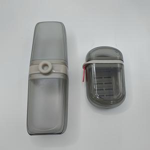 TEMU 2-in-1 휴대용 여행용 비누 디시 & 칫솔 거치대 세트, 튼튼한 플라스틱, 오발 모양, 세척하기 쉽다, 캠핑, 체육관, 욕실 액세서리에 필수