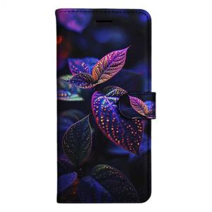 TEMU 자석 플립 지갑 케이스, 보라색 잎 디자인, 다양한 iPhone 모델(5, 6, 6S, 7, 8, X, XS, XR, SE2 2020, SE3 2022, 11~16 시리즈, 미니, 플러스, 프로, 맥스 버전 포함)에 사용 가능한 홀더 스탠드 포함.