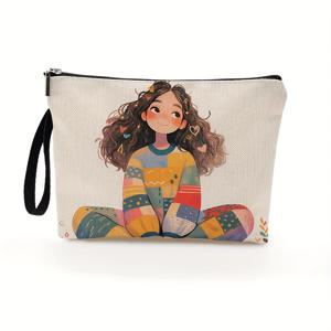 TEMU 여성용 스타일리시한 플레저 걸 화장품 가방, 휴일 야외 여행 및 일상 사용에 적합한 지퍼 가방, 여성에게 완벽한 선물, 6.7인치 x 9.9인치