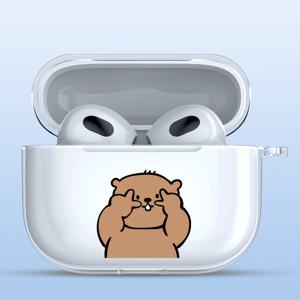 TEMU iPhone용, for AirPods 4/3/2/PRO 2/PRO용, 친구, 가족, 여자 친구, 남자 친구를 위한 선물로 사용할 수 있는 간단한 패션 귀여운 곰 패턴 플랫 프린트 투명한 방수 무선 이어폰 케이스