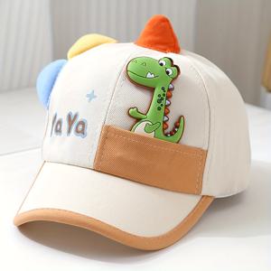 TEMU 1개 어린이용 만화 공룡 야구 모자 - 햇빛 방지, 가벼움, 1-3세용 조절 가능한 사이즈, 일상용, 야외 활동 및 여행에 적합, 공룡 방 장식