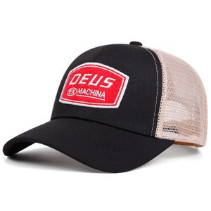TEMU Deus 자수가 있는 조절 가능한 메쉬 트럭커 모자 - 가벼우며 통기성 좋은 야구 모자, 노랑, 초록, 검정 | 야외 스포츠 및 캐주얼 착용에 이상적, 재미있는 트럭커 모자