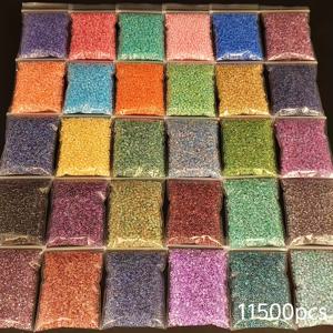 TEMU 11500개 30색상 2.5mm 울트라 파인 수채화 염료 유리 씨앗 비즈 세트, DB 유니폼 앤티크 레드, 블루, 그린, 퍼플 스페셜 레인보우 라이스 비즈 - 핸드메이드 DIY 목걸이, 귀걸이, 팔찌 및 자수 선물용|비즈목걸이