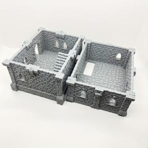 TEMU 3D 프린팅 테이블탑 게임 지형 모델, 회색 ABS 하우스 빌딩 키트, DIY 조립 전쟁 게임 액세서리, 미페인트 던전 & 드래곤 전장 세트