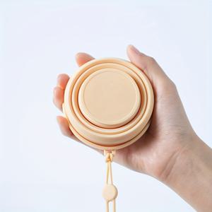 TEMU [1개 휴대용 접이식 실리콘 컵] 1개 미니 접이식 실리콘 컵 200ml - 휴대용 접이식 여행 머그잔, 매달 수 있는 로프, 둥근 모양, BPA 프리, 손세척만 가능