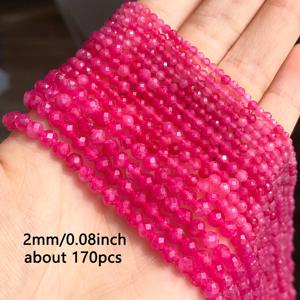 TEMU JILKOL 2/3/4mm 천연 면 처리된 로즈 쿼츠 스톤 비즈 - DIY 주얼리 만들기, 팔찌, 목걸이, 귀걸이용 생생한 핑크색 루스 스페이서 비즈 170/110/91개 세트 - 고품질 보석 비즈 모음, 반짝이는 효과와 광택 마감