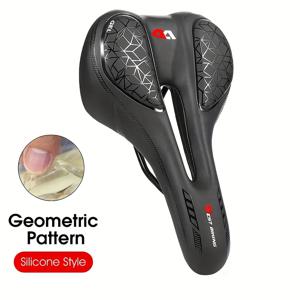 TEMU 웨스트 바이킹 젤 실리콘 자전거 안장, 남녀 공용 성인용, 편안한 충격 흡수, 속이 빈 통기성 사이클링 부드러운 쿠션, MTB 로드 바이크 시트, 블랙