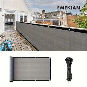TEMU EMEKIAN 발코니 프라이버시 스크린 울타리, 개인 정보 보호 커버 그리드 방풍 울타리 선쉐이드 천 리벳 UV 보호 기능, 아파트, 테라스, 뒷마당, 수영장, 현관에 적합 1개, 회색