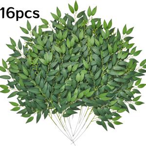 TEMU 16개 글래머 스타일 인조 이탈리안 러스크스 그린러리 줄기, 55cm 플라스틱 잎 가랜드 덩굴 웨딩 아치 부케용, 신부 결혼식 아치 테이블, DIY 홈 센터피스 - 건강을 위한 장식