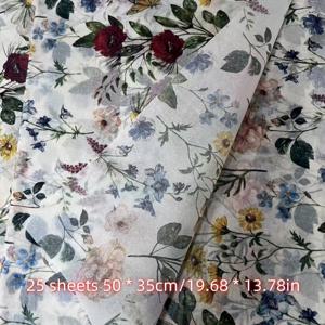 TEMU 빈티지 컬러풀 플로랄 패턴 종이 타월 25개 세트, 20''x 14'' 선물 포장지, 결혼식, 발렌타인데이 선물, 생일 선물 포장, 기프트백 채우기, 파티 선물에 적합