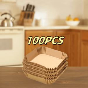 TEMU 비스틱 방수 파르시먼트 페이퍼 라이너 100피스 세트: 9인치, 5-8L 에어 프라이어에 적합|에어프라이어