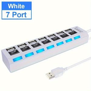 TEMU 4포트 USB 3.0 허브, 독립 스위치 - 세련된 블랙 & 화이트 디자인, 랩탑, 키보드, 마우스 및 메모리 카드, 마우스 패드, 키보드 익스텐더, 마우스 패드에 대한 고속 데이터 전송