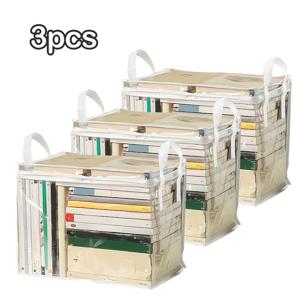 TEMU 3pcs PVC 투명 보관 가방, 튼튼한 손잡이, 책, 장난감, 데스크탑 용품을 위한 대용량 지퍼 정리함, 가정 및 사무실 정리용 투명 다목적 포장