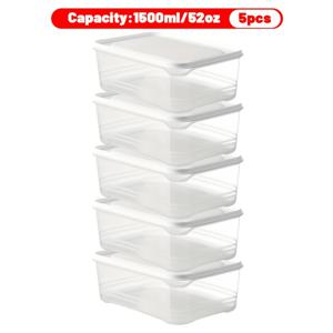 TEMU 5pcs 1500ml/52oz 냉장고 냉동고 고기 보관 상자, 다목적 재사용 패키징 신선한 상자, 다기능 식품 보관 용기, 부드러운 밀봉 뚜껑, 고기, 과일 및 채소에 적합, 편리한 여행 휴대 식품 보관 상자, 식품 보관 용기|냉동고|트라이탄밀폐용기
