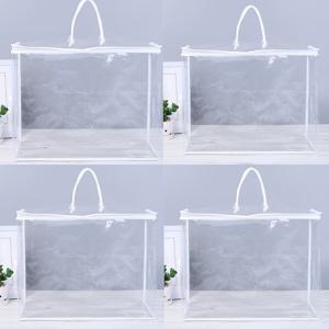 TEMU 4pcs 대용량 방수 PVC 보관 가방 - 투명, 먼지 방지 정리함 - 이불, 침구, 담요, 베개 - 가정, 기숙사, 침대 아래 및 여행 포장에 적합, 지퍼 폐쇄, 내구성 있는 플라스틱, 옷 보관