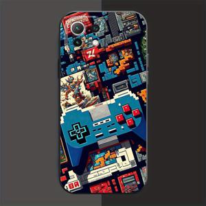 TEMU Xiaomi Redmi 9 9A 9C 9T 10 10A 12 12C 13C 13 K40 Pro A1+ A2 플러스용 게이밍 콘솔 그래픽 블랙 폰 케이스
