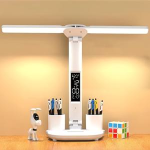 TEMU 1pc USB-Powered Double-Head Pen Holder Lamp with Sleep-Free Night Light - 사무실, 가정, 및 학습 장식에 이상적, 암시적 조명 기능, 플라스틱 재질, 완벽한 크리스마스 선물, 학습 책상 조명 | 현대 책상 장식 | 유연한 램프 디자인, 책상 램프 액세서리