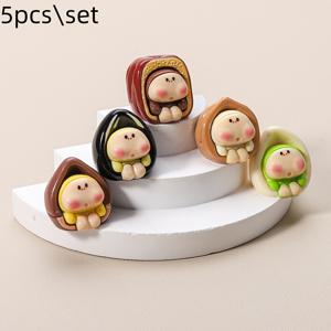 TEMU 5개의 수집 가능한 인형 세트, 디자인 혼합, 견과류 주제 작은 형제, 시뮬레이션된 호두, 빨간 날짜, 피스토타치 포함, DIY 프로젝트 및 필수 데스크탑 액세서리로 완벽, 레진으로 제작.
