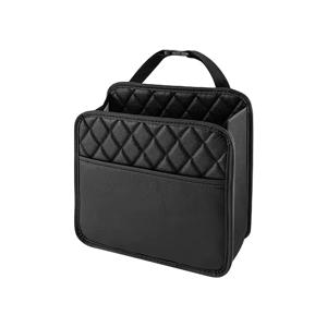 TEMU 1pc 인조 가죽 자동차 시트 뒤 수납 가방 - 물병, 스낵, 휴대폰을 위한 넓고 튼튼한, 쉽게 청소할 수 있는 걸이형 정리함 - 모든 자동차 모델, 자동차 정리 | 퀼트 텍스처 | 튼튼한 재질, 자동차 수납 정리함, 수납 가방
