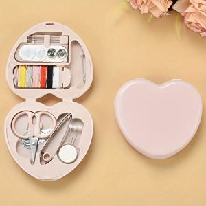 TEMU LoveStitch 미니 수선 키트 - 실, 날카로운 가위, 바늘, 바늘, 등이 있는 컴팩트한 여행 및 가정용 수선 상자 - 핑크, 레드, 블루 컬러 옵션, 초보자 및 숙련된 수선가에 이상적 - 수선 필수품|컴팩트 수선 키트| 내구성 있는 플라스틱 상자
