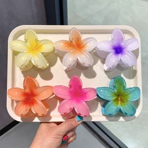 TEMU 여름 해변 그라데이션 컬러 슈퍼 페어리 에그 꽃 머리핀 6개 세트, 인터넷 유명인 새 스타일 플로랄 업도 샤크 클립 헤드웨어
