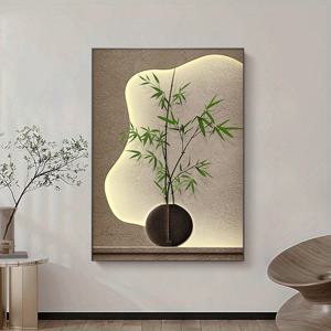 TEMU 빛과 그림자 질감이 있는 일본식 대나무 벽 예술 - 거실, 침실 또는 홈 오피스를 위한 현대 캔버스 장식, 침실 액센트 조각 | 벽 예술 | 빛과 그림자의 상호작용