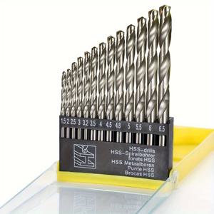 TEMU 13피스 M42 코발트 드릴 비트 세트 - 스테인리스 및 경질 금속용 고속강, 1.5mm~6.5mm 범위, 블랙 산화 마감 - 전문가 및 DIY 애호가를 위한 메탈워크 및 드릴링에 이상적