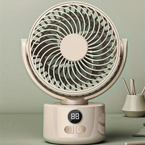 TEMU 야외 캠핑, 사무실 또는 가정용 휴대용 USB 충전식 데스크탑 팬, 조절 가능한 3단계 냉각 및 조용한 작동, 디지털 디스플레이 기능이 있는 슬림형 디지털 팬|이동식에어컨|휴대용에어컨|캠핑선풍기