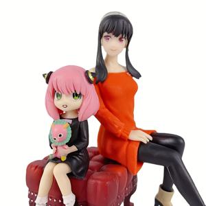 TEMU 14cm PVC 애니메이션 소녀 및 고양이 조각품 세트 - 녹색 눈과 블랙 드레스를 가진 핑크 머리 소녀, 오렌지 드레스를 입은 블랙 머리 소녀 - 커플, 친구, 크리스마스, 데이, 할로윈, 축제 선물 아이템에 이상적인 선물입니다. | 재미있는 디자인 | 세부적인 의상, 애니메이션 수집품