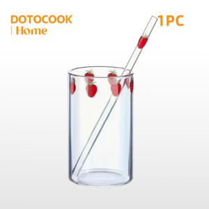 TEMU 1/2개 300ml/10oz 고성능 보로실리케이트 나나 귀여운 딸기 유리 컵, 빨대, 귀여운 물, 우유, 커피 머그기, 소녀와 학생에게 완벽한 선물, 가정, 학교, 파티용으로 내구성과 스타일리시한 음료 용기