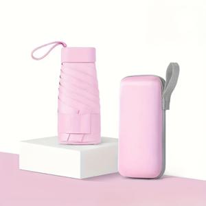 TEMU 신뢰성 있고 편리한 컴팩트 단색 미니 접이식 우산, 강력한 강화 리브 6개 캐주얼 가벼운 내구성이 뛰어나고 휴대하기 쉬운 남녀 공용 비옷 작은 귀여운 패션 여행용