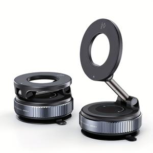 TEMU 초강력 접이식 자석 자동차 휴대폰 홀더, 기계식 진공 흡착 컵 360° 회전 강력한 자기 흡착 브래킷 내비게이션 유니버설 홀더, 모든 폰과 호환 가능, 아이폰 데스크탑 라이브 방송용, 차량/체육관/거울/매끄러운 표면에 적합, 자석 가이드 링 무료