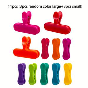 TEMU 8pcs/11pcs S/L 스낵 백 클립, 휴대용 다기능 식품 밀봉 클립, 재사용 가능한 방습 및 방진 클립, 모든 종류의 플라스틱 백 및 스낵 백에 적합, 주방 보관 및 조직 클립, 주방 액세서리, 가정용 소형 도구