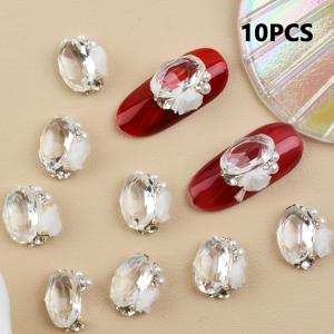 TEMU 10pcs 티 플라워 3D 주석 합금 네일 아트 장식 - 반짝이는 라인스톤 및 장식 '네일 아트 용품, 네일 아트 액세서리 | 우아한 네일 데코 | 세부적인 공예 기술, 네일 아트 장식|네일아트|네일재료