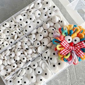 TEMU 50개 12mm 컬러풀 퍼지 볼 아이, 귀여운 플라스틱 화이트 블랙 아이로 만든 손수작업 DIY 공예품, 인형 만들기, 미술 및 수제품 액세서리 용