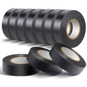 TEMU 10pcs PVC 전기 절연 테이프 - 강한 접착제, 열 및 기후 내성, 방습, 전선, 라켓 그립 및 가정용으로 내구성이 뛰어난, 흰색 텍스트가 있는 검정색, 다기능 테이프