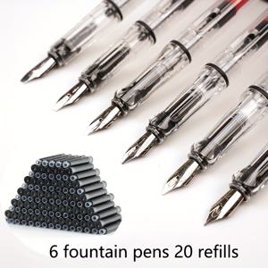 TEMU 6pcs 다양한 크기의 펜 + 20 블랙 잉크, 서예 평행 펜, 아트 플랫 헤드 티베트 아랍 서술 펜, 고딕 문자 서예 기계|캘리그라피