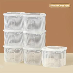 TEMU 7pcs 냉장고 식품 포장 상자, 플립 컴파트먼트 냉동고 상자, 6개의 작은 상자, 고온 내성, 냉동고 안전, 재사용 가능한 밀봉 상자, 식품 등급 Pp5 소재, 과일, 야채, 고기, 생강, 마늘 보관, 주방 식품 보관 및 보관 상자에 적합