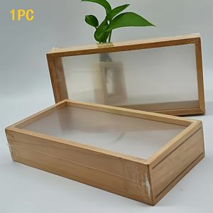 TEMU 건조 꽃과 잎사귀를 위한 러스틱 우든 쉐도우 박스 프레임 - 아크릴 DIY 정리함, 완벽한 홈 & 오피스 장식
