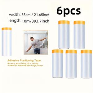 TEMU 차량 도장 및 홈 데코용 탈착식 커버가 있는 방수 PVC 페인트 테이프 12팩, 조절 가능하고 접을 수 있는 프리-접착 필름 롤, 내구성 폴리염화비닐 소재, 화이트 & 옐로우 디자인, 가정 장식용 테이프, 튼튼한 PVC 테이프