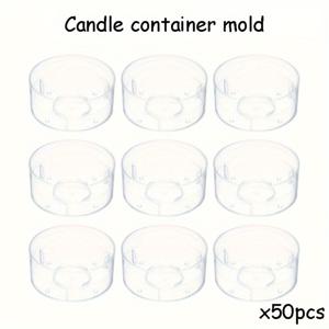 TEMU 50개 세트 투명 플라스틱 양초 모양, 1.49인치 둥근 티라이트 양초 컵, 왁스 공예용 DIY 공예 용품, 판타지 테마, 양초 만들기용 예술적 도구