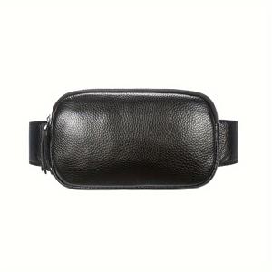 TEMU 남성용 블랙 미니 팬니 백 - 내구성 있는 가죽, 지퍼, 조절 가능한 스트랩, 다기능 포켓, 러닝, 스포츠 및 일상 출퇴근, 일상 용도 | 디자인 | 조절 가능한 스트랩 백|크로스백|미니크로스백|힙색