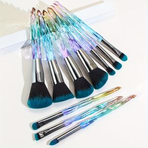 TEMU 메이크업 브러쉬 세트, 10pcs 투명 핸들 가부키 파우더 파운데이션 브러쉬 컨실러 아이 섀도우 아이 라이너 아이 브로우 브러쉬, 메이크업 초보자를위한 이상적인 선물