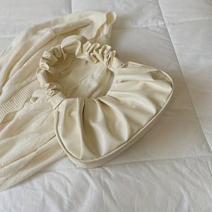 TEMU Cloud Ruched Hobo Bag, 여성을위한 유행하는 핸드백, 단색 견갑 지갑|가죽가방