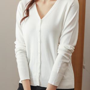 TEMU Solid Button Front Cardigan, 봄과 가을을 위한 캐주얼 롱 슬리브 카디건, 여성 의류
