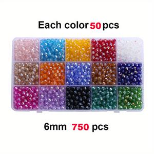 TEMU 4mm/6mm 15 색 세트면 처리 된 Rondelle 비즈 크리스탈 유리 느슨한 구슬 AB 색상 팔찌 목걸이 귀걸이 쥬얼리 만들기 DIY 공예 용품