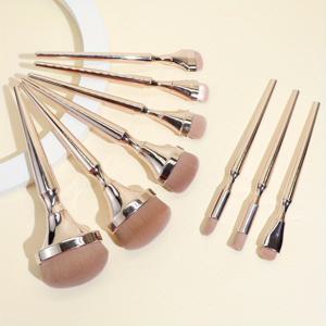 TEMU 9피스 프로페셔널 로즈 골드 메이크업 브러쉬 세트, 파운데이션, 컨투어링, 아이라이너용 나일론 브리슬 오벌 브러쉬 - 무향, 모든 피부 타입, ABS 플라스틱 핸들, 메이크업 브러쉬 홀더
