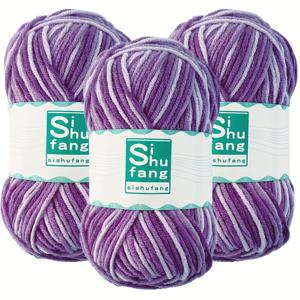 TEMU 3개로 구성된 5층 그라데이트 아크릴 양모, 각 48g - 크로셰 및 니트 스웨터, 스카프, 모자, DIY 공예용으로 사용할 수 있는 밝은 다색 양모, 394