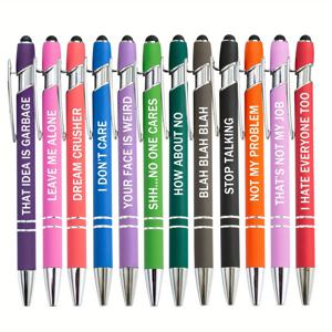 TEMU 팁이있는 12pcs 영감 볼펜, Office Quotes 터치 펜 격려 경전, 검정 잉크