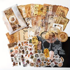 TEMU 200pcs, 아트 레트로 멀티 스타일 믹스 재질 종이 쓰레기 일기장 플래너 스크랩북 빈티지 스티커 장식 DIY 공예지|일기장